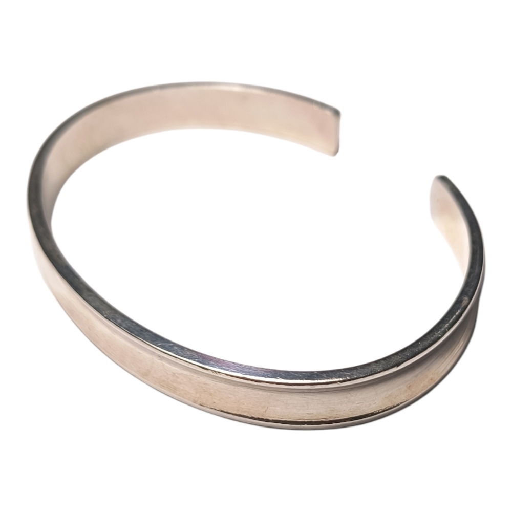 Sterling Silver Minimalist Cuff Bracelet · Sculpted Concave Design - Picture 2 of 8